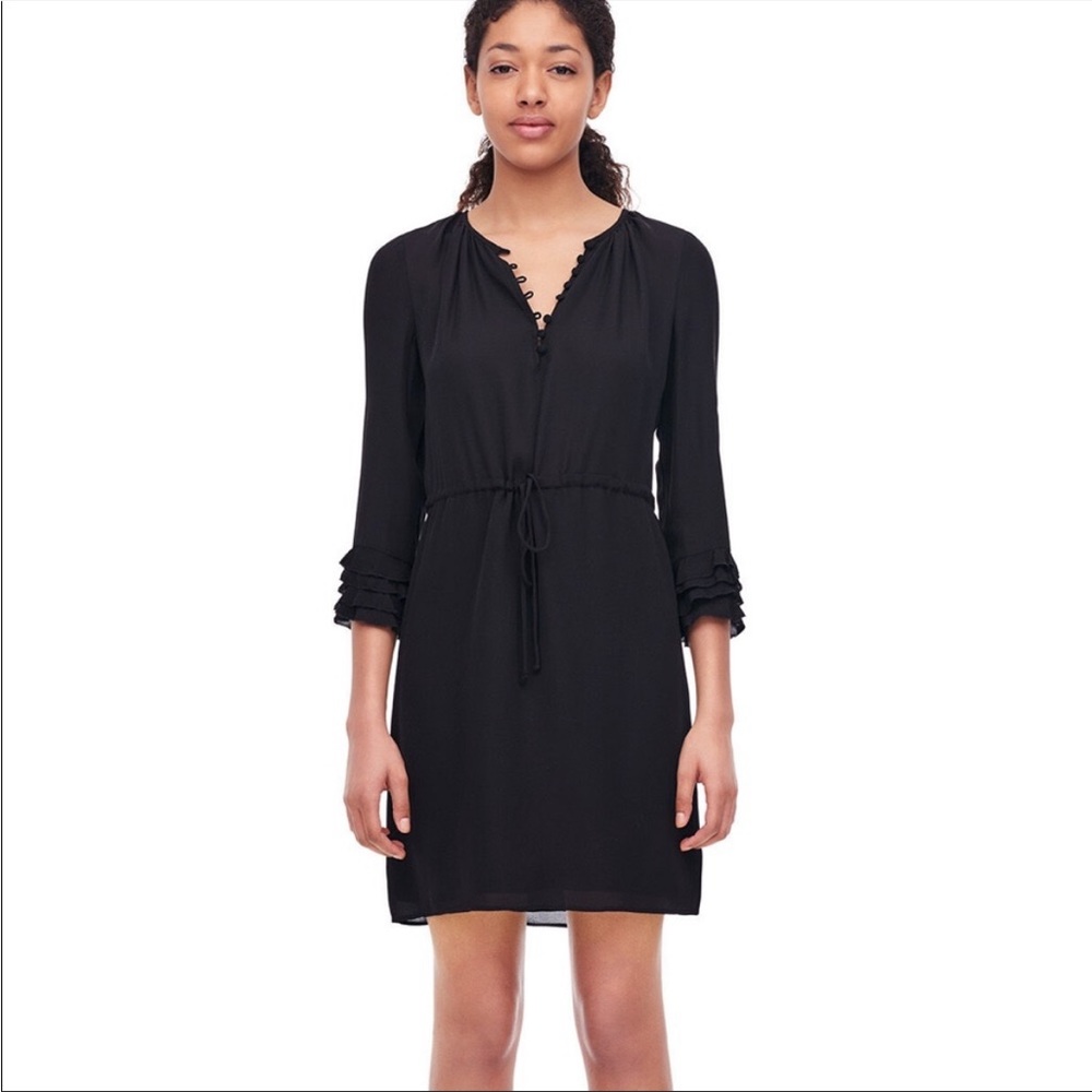 Rebecca Taylor Black Silk Tie-Waist Mini Dress size 6